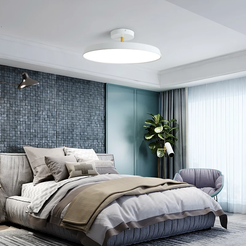 Nordic bedroom ceiling lamp simple modern round room porch balcony all aluminum ultra-thin light |