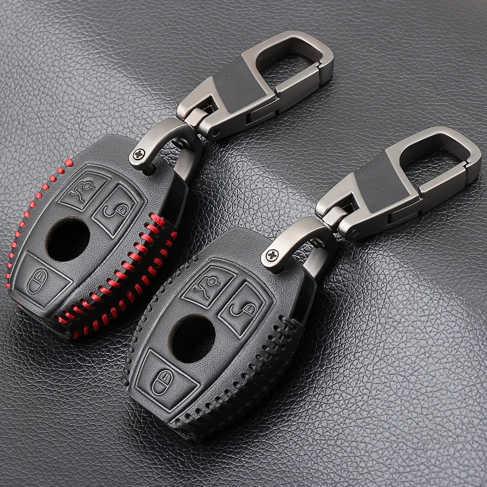 Genuine Leather Car Remote Key Shell Case Cover for Mercedes Benz Class W205 E W212 A B S GLC GLA GLK Accessories | Автомобили и