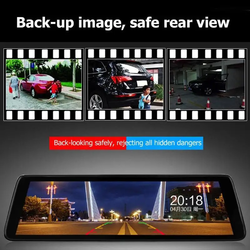 ANSHILONG 1" автомобильное зеркало заднего вида DVR монитор HD 1280x720 камера+ резервная камера с двойным объективом запись
