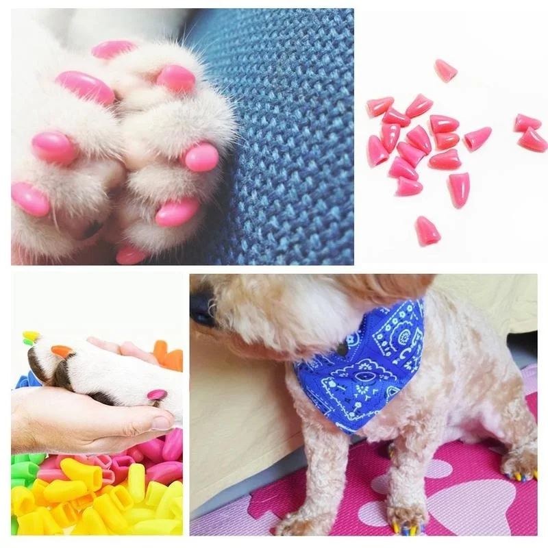Милые 20 шт кошачьи накладки для ногтей Pet коготь колпачки лап клей защита
