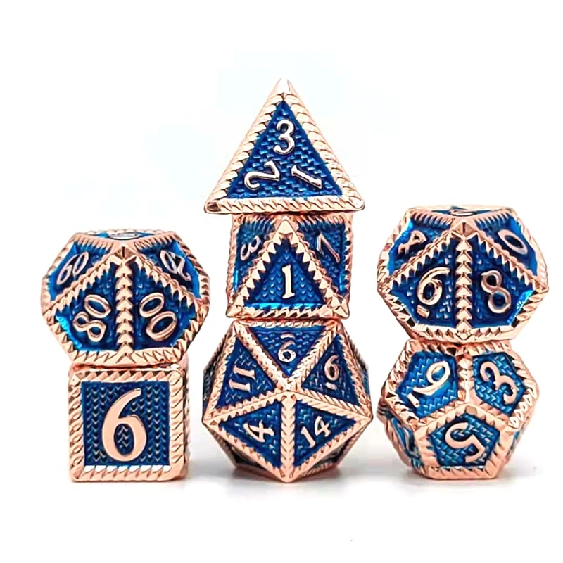 

7 Pieces Colorful Metal Multi-faceted Dice Game DIY Gameing Dice Various Shapes 900D