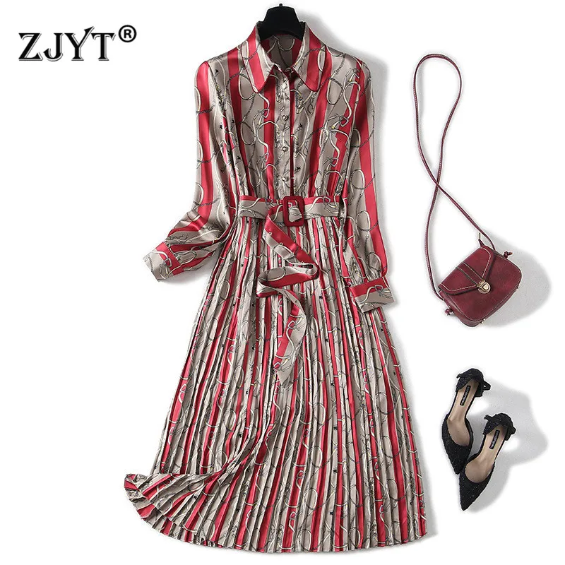 

Элегантное весеннее Плиссированное атласное платье миди с длинным рукавом и абстрактным принтом, модная одежда 2022, праздничные платья с эл...