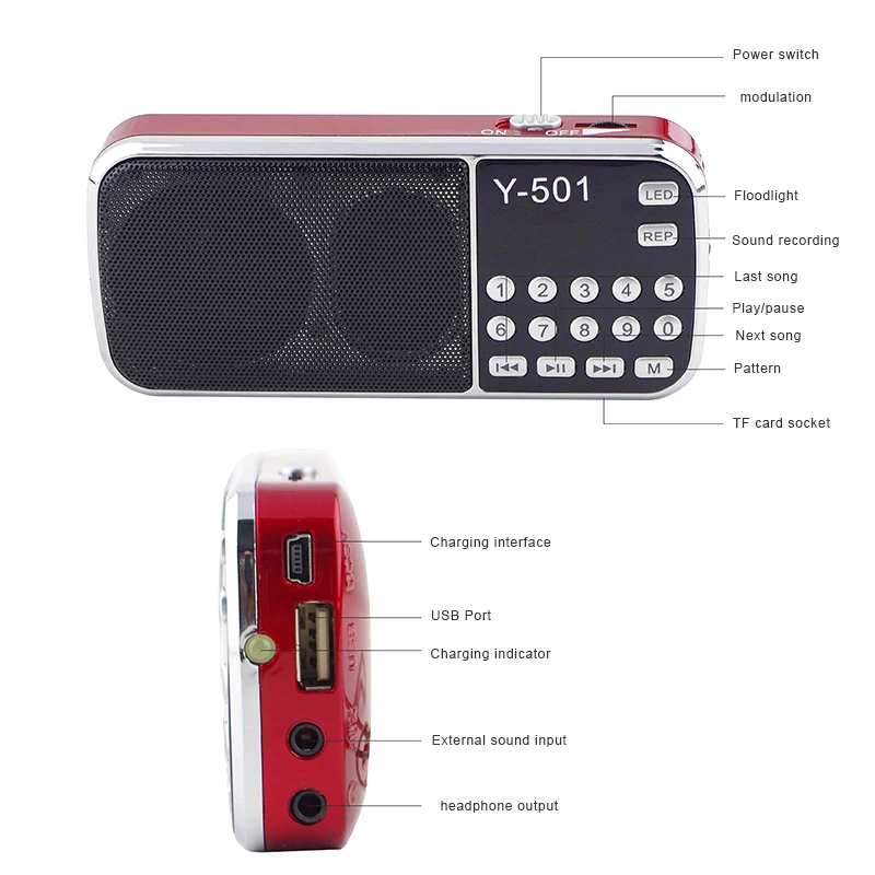 Портативный радио высокой мощности MP3 плеер цифровой аудио музыкальный с