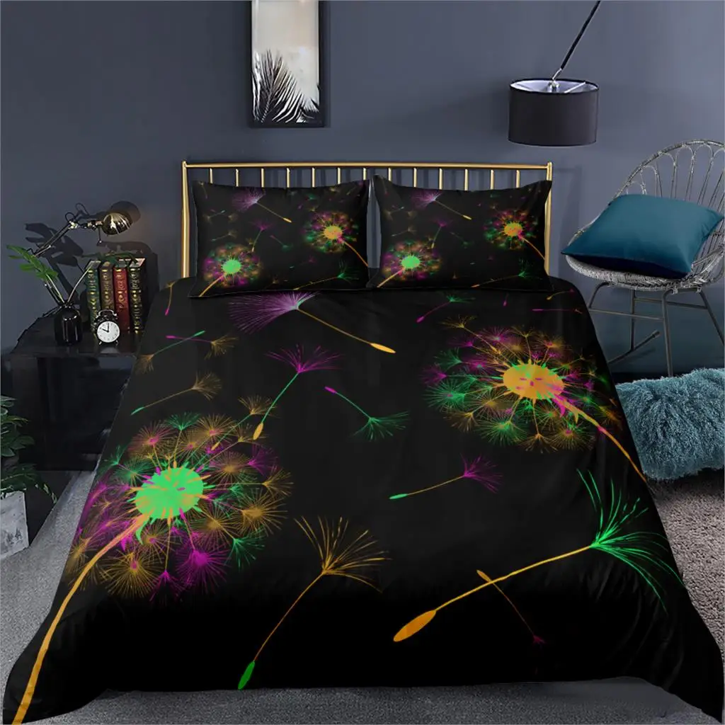 

Комплект постельного белья с 3d-рисунком одуванчика, двойное покрывало большого размера, с пододеяльником с растениями, наволочка, домашний ...