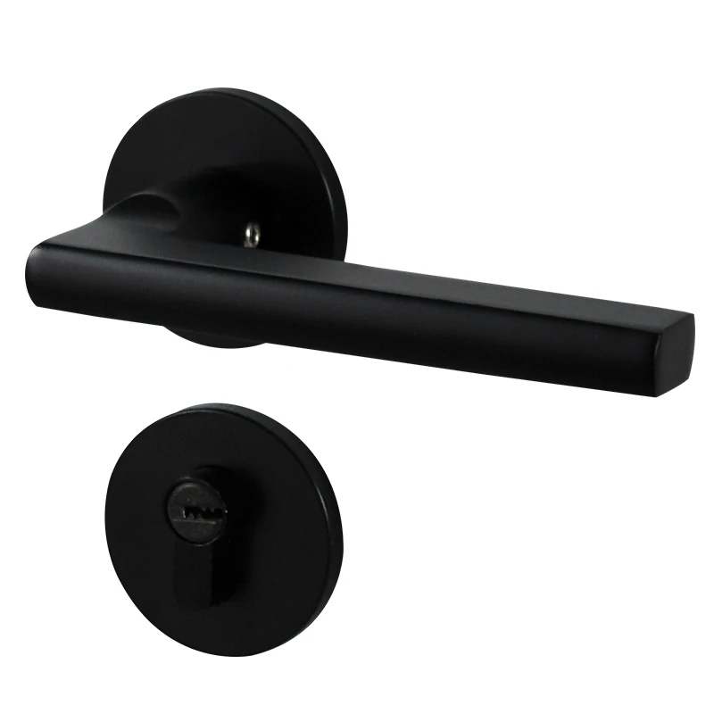 

Black Aluminum Partition Lock US Style Indoor Home Solid Wood Door Handle Mute Door Lock 1set
