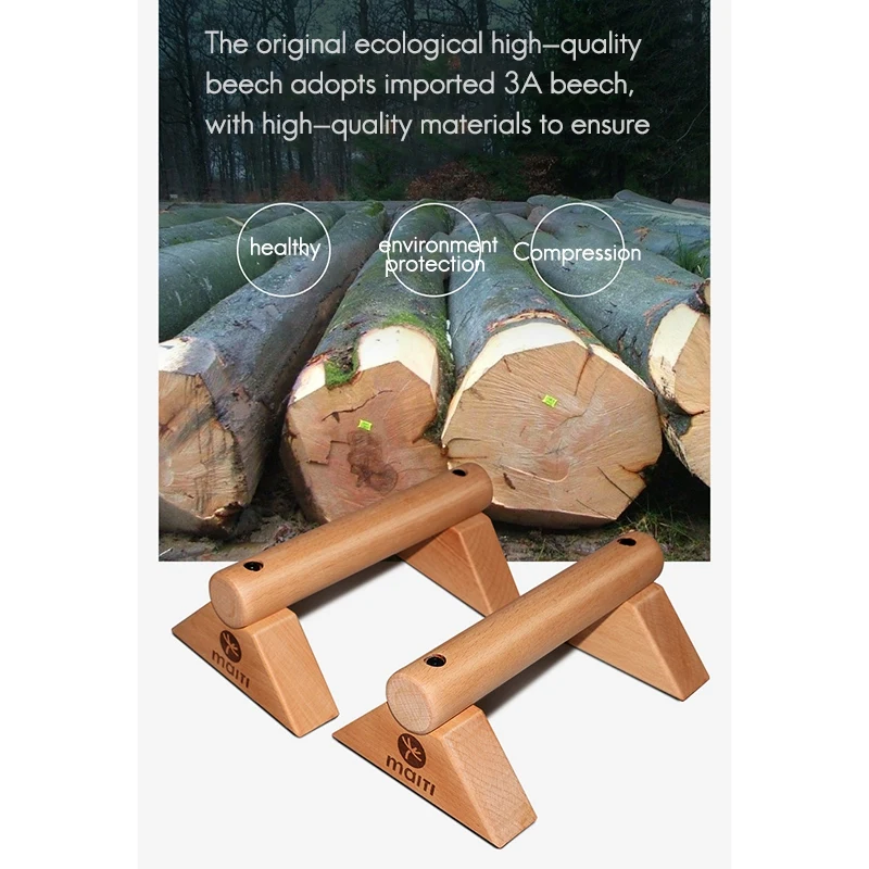 

Push Up Bars, Wooden Pushup Stands Handles, Non-Slip Base for Exercise Home Workout Equipment