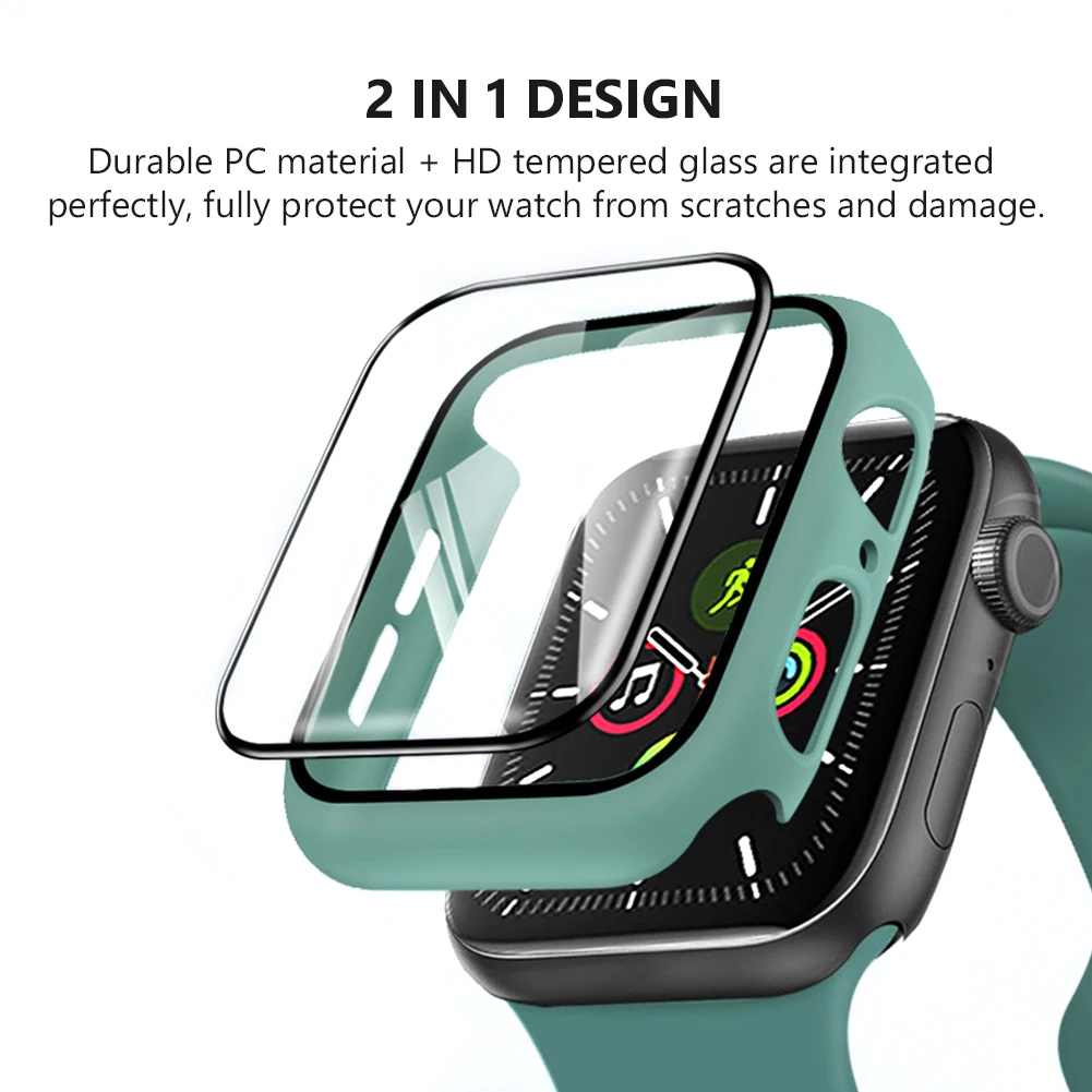 Защитный экран + жесткий чехол для Apple Watch 3 2 1 38 мм 40 44 42 стеклянная пленка Iwatch серии
