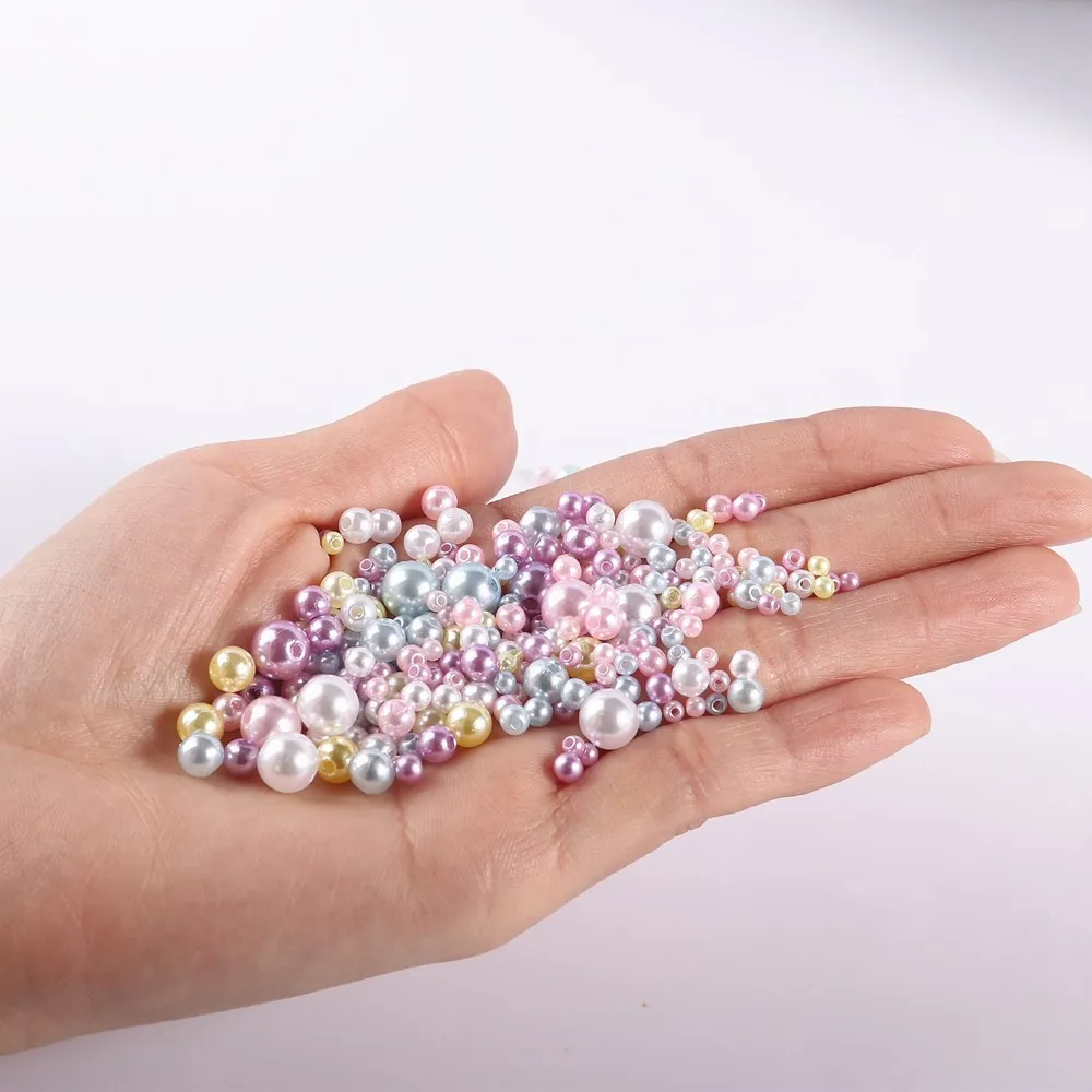 150-200 шт. Многоцветные ABS Имитационные жемчужины Микс 3-8 мм круглые бусины с отверстиями DIY браслеты подвески для ожерелья для изготовления ювелирных изделий.