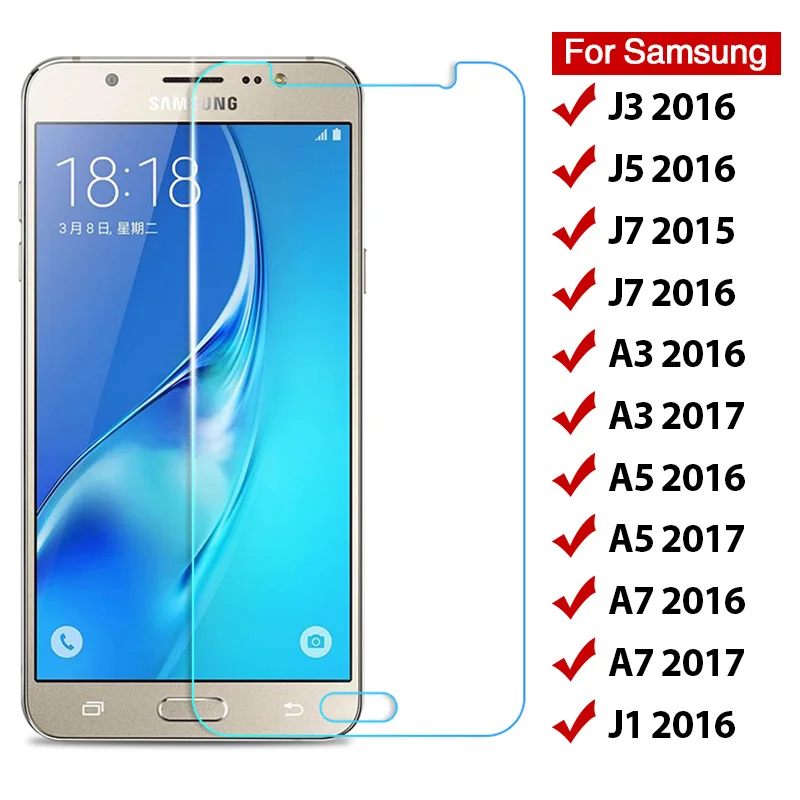 

Закаленное стекло для Samsung Galaxy J3 J5 J7 J1 2016 9H, Защита экрана для Samsung A3 A5 A7 2017, жесткая Защитная передняя пленка