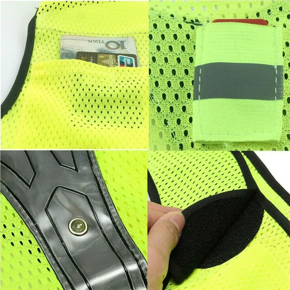 

Fashion Flashing Led Reflective Safety Vest Night Running Cycling Vest Women Men Outdoor Motorcycle Reflective Vest