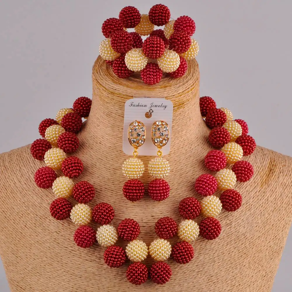 

wine and champagne gold african wedding beads jewelry set FZZ109