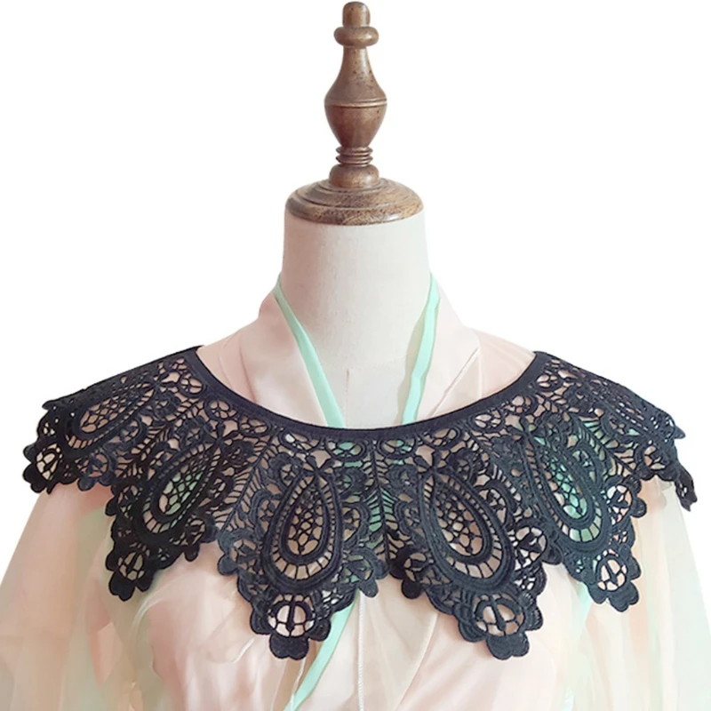 

Women's all-match lace hollow embroidered short shawl pearl buckle short shawl false collar