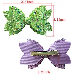 Детские двухслойные зажимы для волос с бантом и блестками 14 шт./лот|Аксессуары