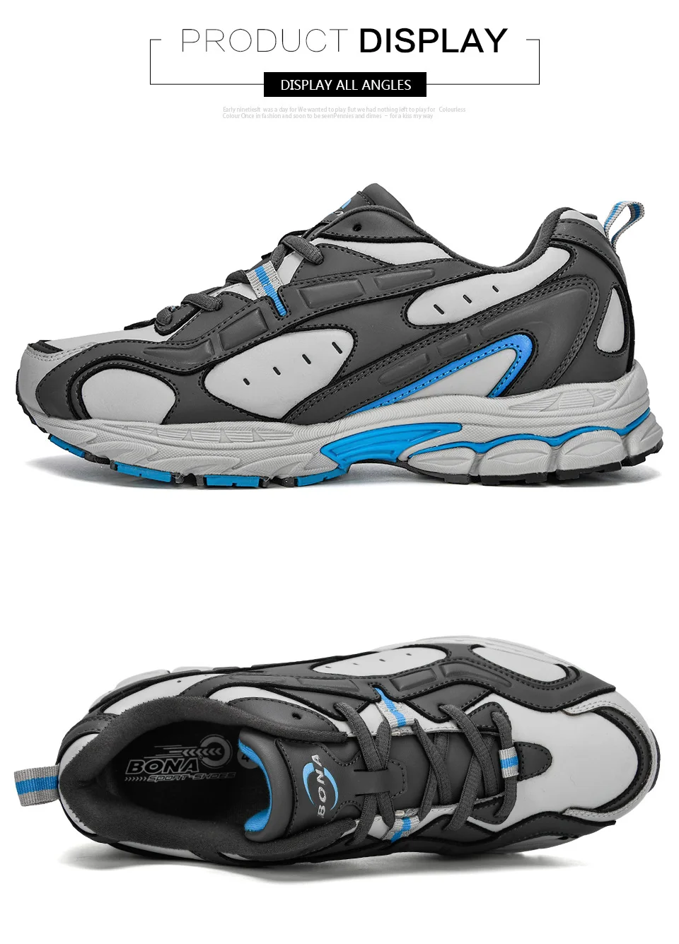 BONA New Style Sports Shoes Men Sneakers Lace-Up Cow Split Breathable Walking Shoes Outdoor Running Shoes Man Jogging Shoes