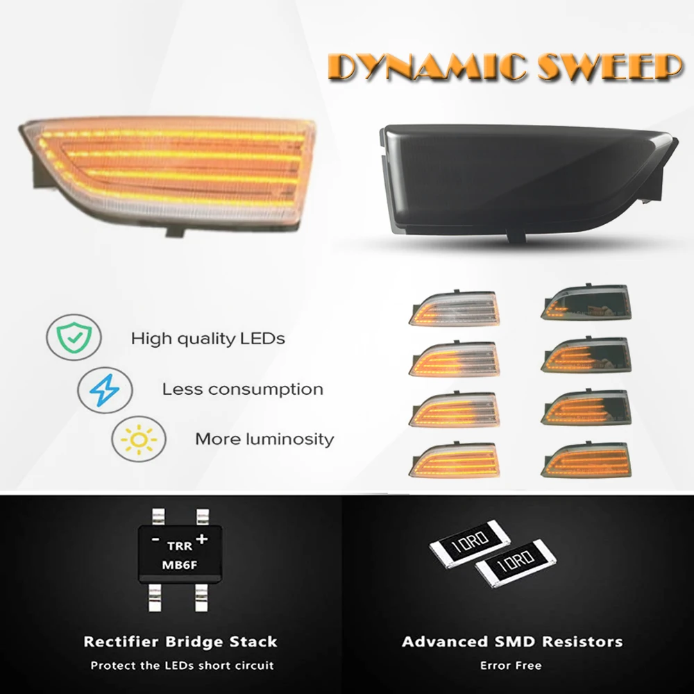 2x автомобиль боковое зеркало заднего вида с светильник ретранслятор сигнала