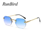 Солнцезащитные очки RunBird унисекс, квадратные, зеркальные, голубые, розовые, без оправы, в стиле ретро, UV400, 5511