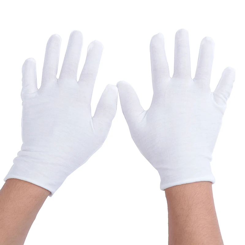 

1Pair Men Women White Gloves Hands Protector Full Finger Waiters/drivers/Jewelry/Workers Mittens Sweat Absorption Gloves