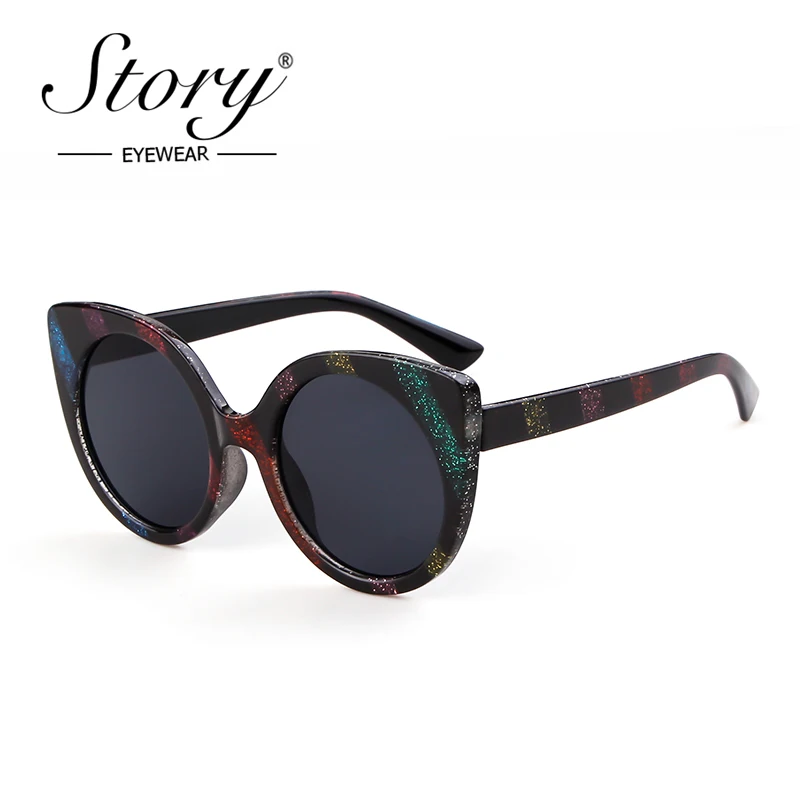 Женские Винтажные Солнцезащитные очки кошачий глаз с разноцветной