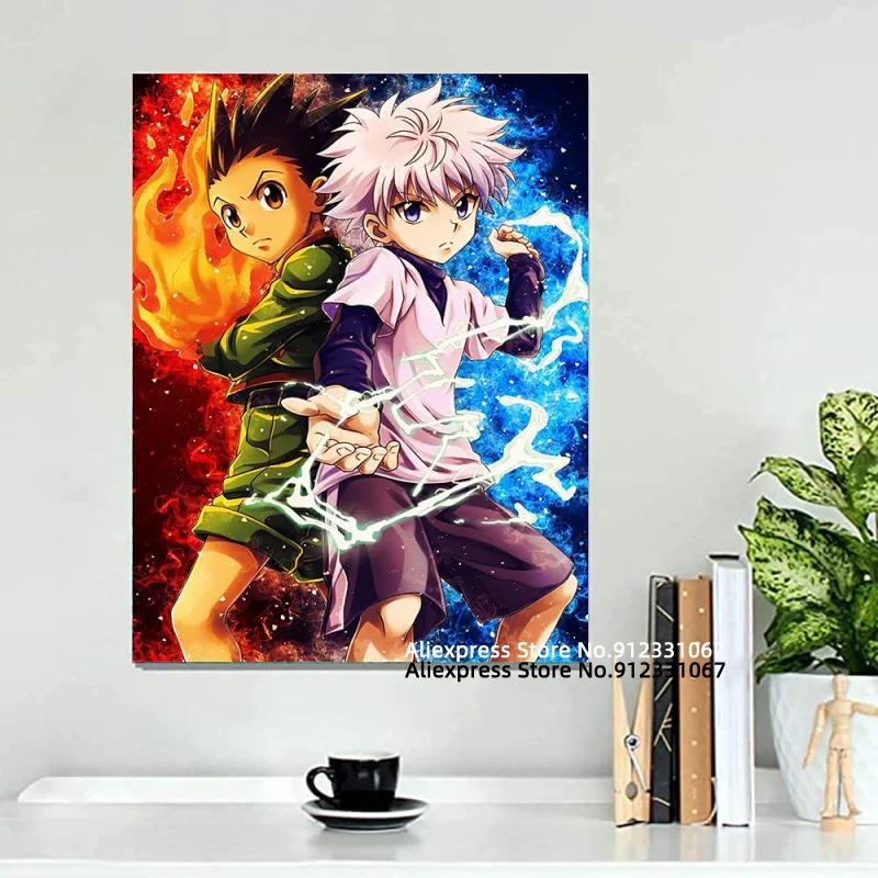 Hxh Hunter Аниме настенная фотография проекция Мальчик девушка Декор для спальни