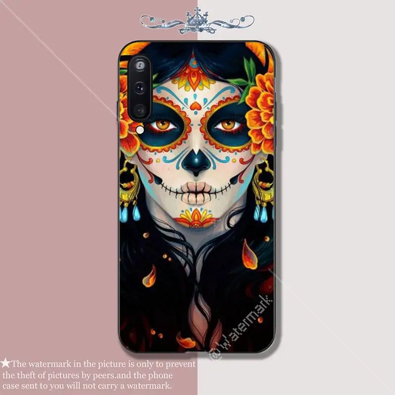 Funny Sugar Skull Girl Tattoo Luxury Phone Case Coque For Samsung Galaxy A10 A20 A50 A51 A70 A71 A40 A30 A30S A80 Cases Funda | Мобильные