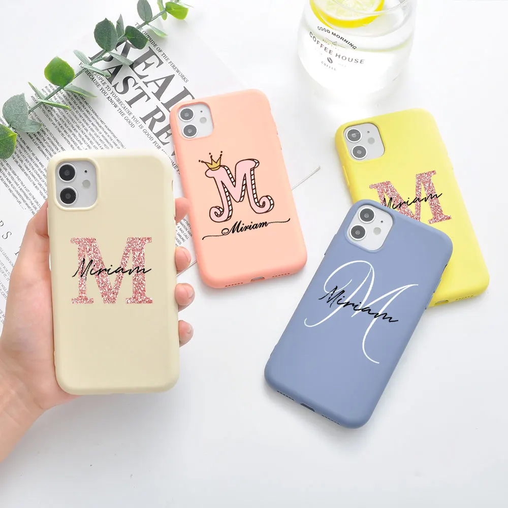 

Custom Name Crown glowing letters For iphone 11 12 Pro Max Phone Case For X XS XR 7 8 Plus 6 6S Silicone Cover Picture Design