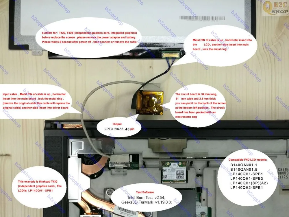 Комплект платы контроллера lcd LVDS EDP кабель WQHD 2560X1440 1440 p ips экран монитор для thinkpad T430 lenovo T420