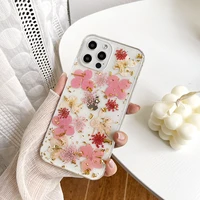 qianliyao luxury gold foil real flowers phone cases for iphone 12 11 pro x xr xs max 8 7 plus se 2020 13 pro soft silicone cover