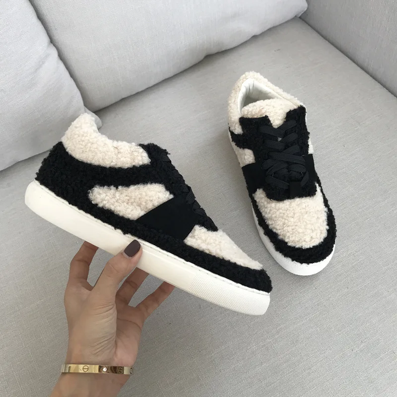 Новинка 2019 года мехмехмехмеховая обувь на плоской подошве женская одежда цвет