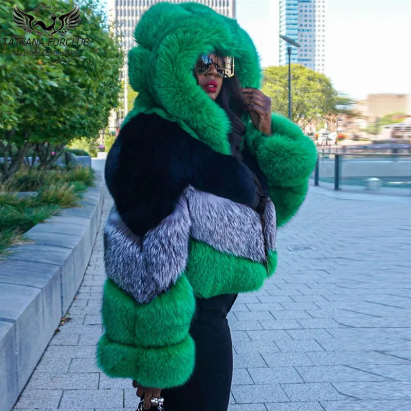 Модные короткие женские шубы из натурального Лисьего меха с капюшоном 2020 зимние куртки из натурального Лисьего меха роскошное пальто из це...