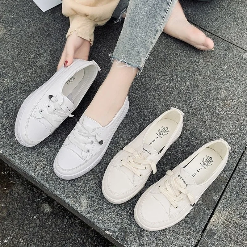 

2021 Spring and Autumn Ladies White Shoes Fashion All-match Board Shoes Simple Casual Sports Vulcanized Shoes Pu Leather Shoes