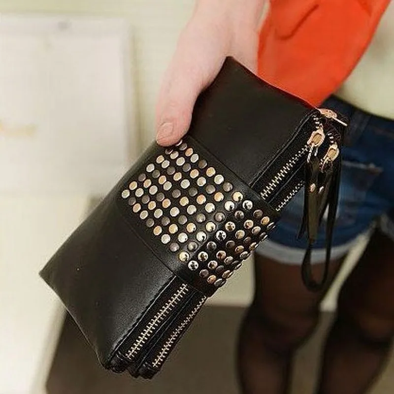 

2022 New Purse Fashionable Women 's Long Wallet Covered Studded Clutch Bag Dinner Bag Large Capacity Shopping Clutch Coin Pocket