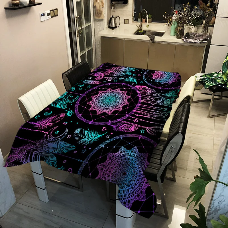 

Home decorative dream catcher pattern printing washable tablecloth