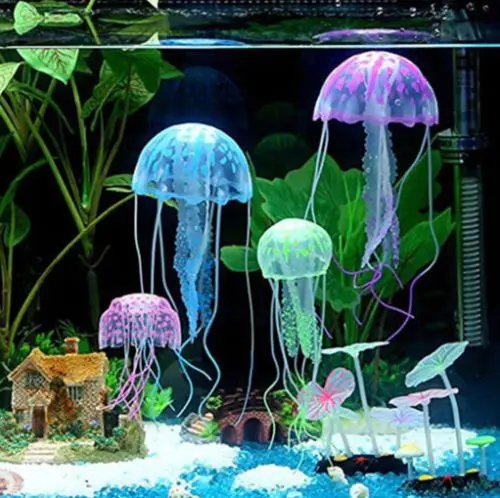 

6 Colors Artificial Silicon Colorful Jellyfish Pendant Aquarium Tank Decoratio, Glowing Effect Ornament