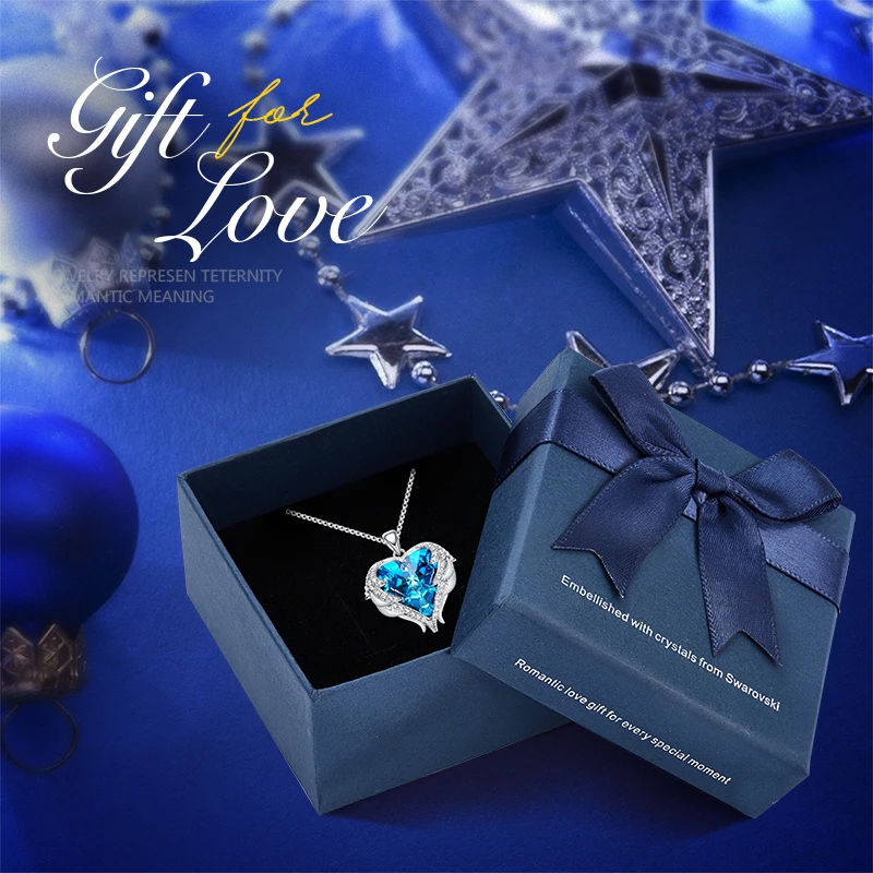 P0902 in box CDE дизайн, крылья ангела, украшенные кристаллами Swarovski, подвеска в форме сердца, ожерелье, ювелирное изделие, подарок на день Святого Валентина - Цвет камня: P0902 in box