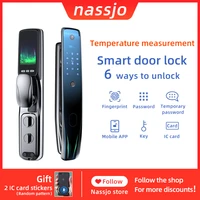 nassjo smart door lock safe digital lock biometric fingerprint lock outdoor fingerprint password key ic card mobile app unlock