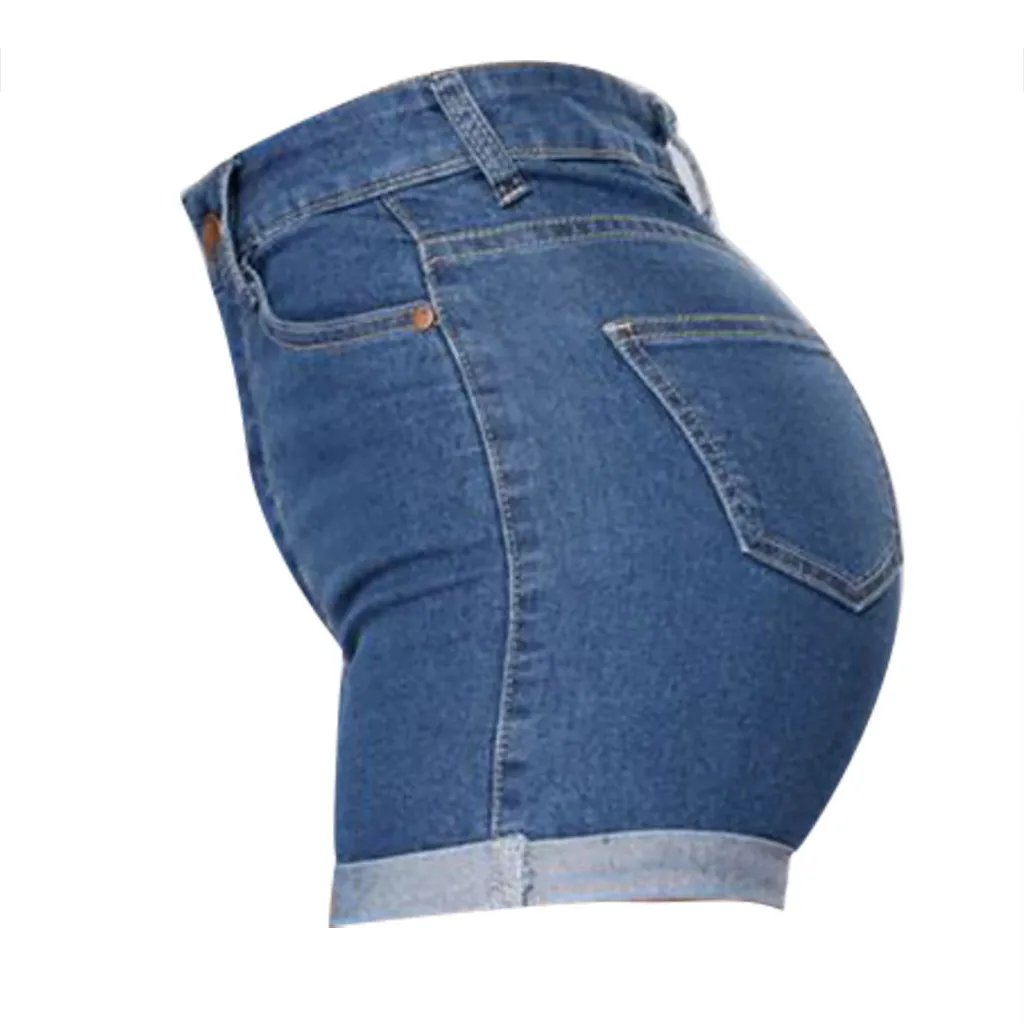 

Women's shorts high waist elastic shorts denim blue jeans short woman enhancing body Denim short plus size sexy short 2021