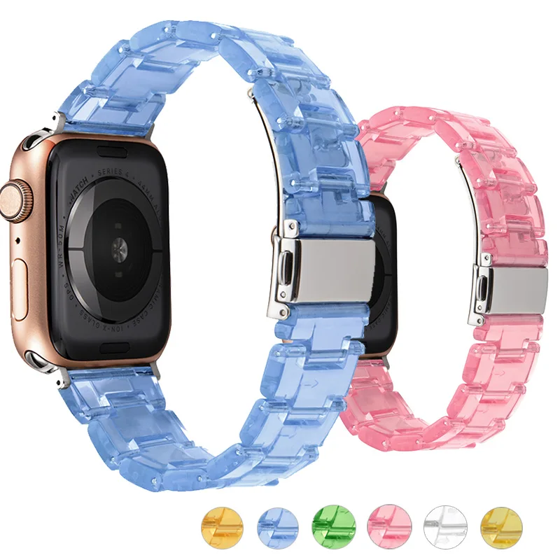 Прозрачный резиновый ремешок для apple watch 6 5 4 42 мм 38 correa прозрачная стальная
