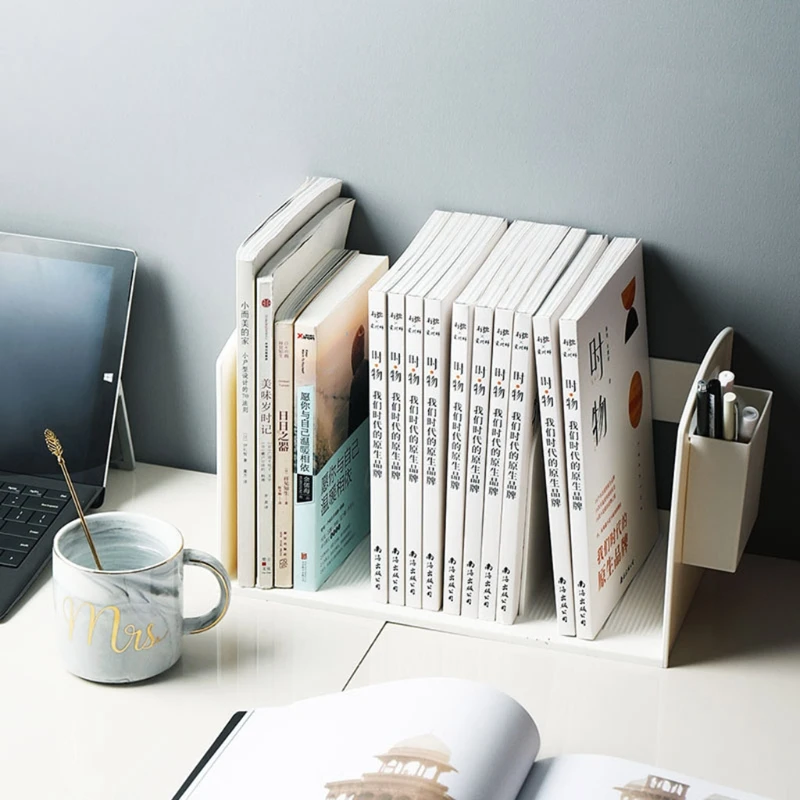 

Bookend Book Support Stand Multifunction Book Folder Bookshelf with Pen Holder