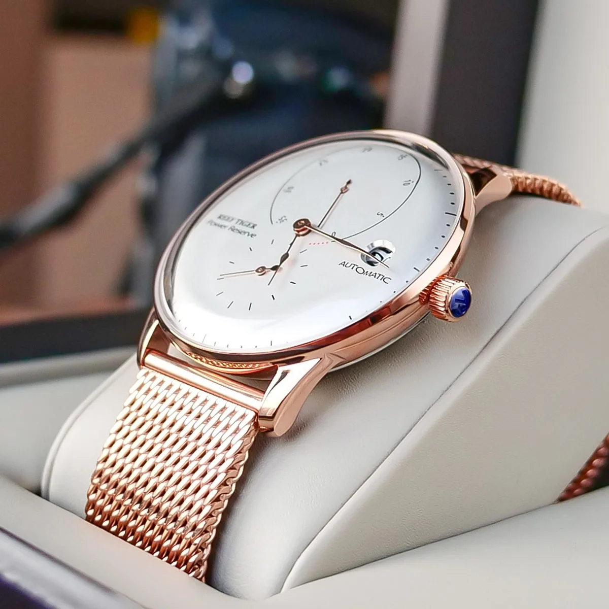 Риф Тигр/RT Топ Бренд роскошные часы для мужчин розовое золото повседневные и