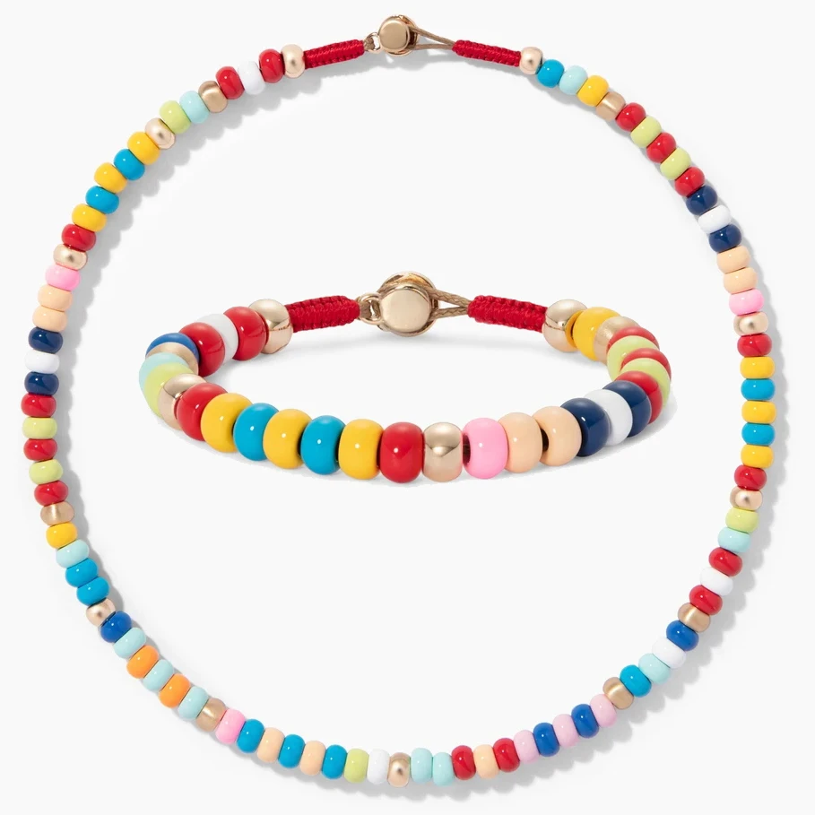 Женское богемное ожерелье чокер brioche boho летнее с радужными бусинами для девочек
