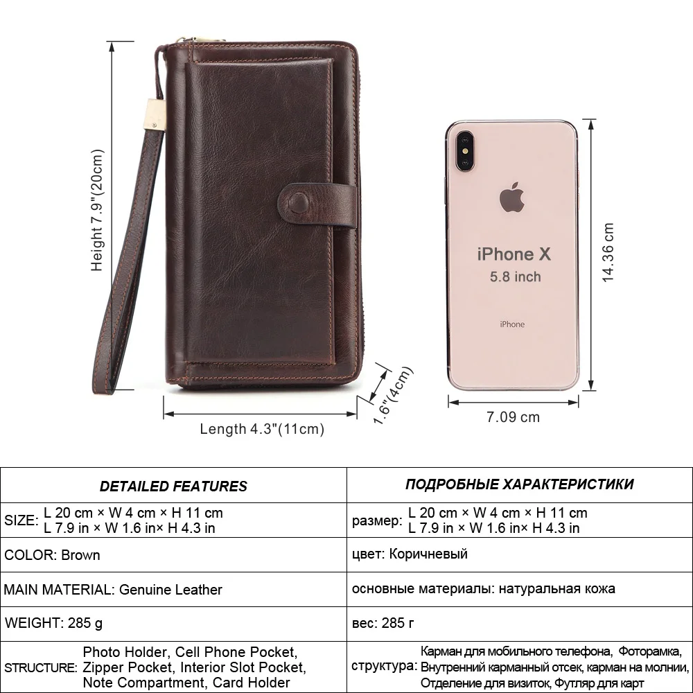 Мужской клатч Banlosen из воловьей кожи Длинные кошельки натуральной деловой