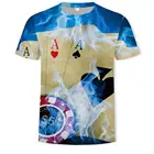 Бренд покер футболка игральные карты одежда азартные игры футболки Лас-футболка, верхняя одежда для мужчин Забавный 3d футболка Азиатский размер s-6xl
