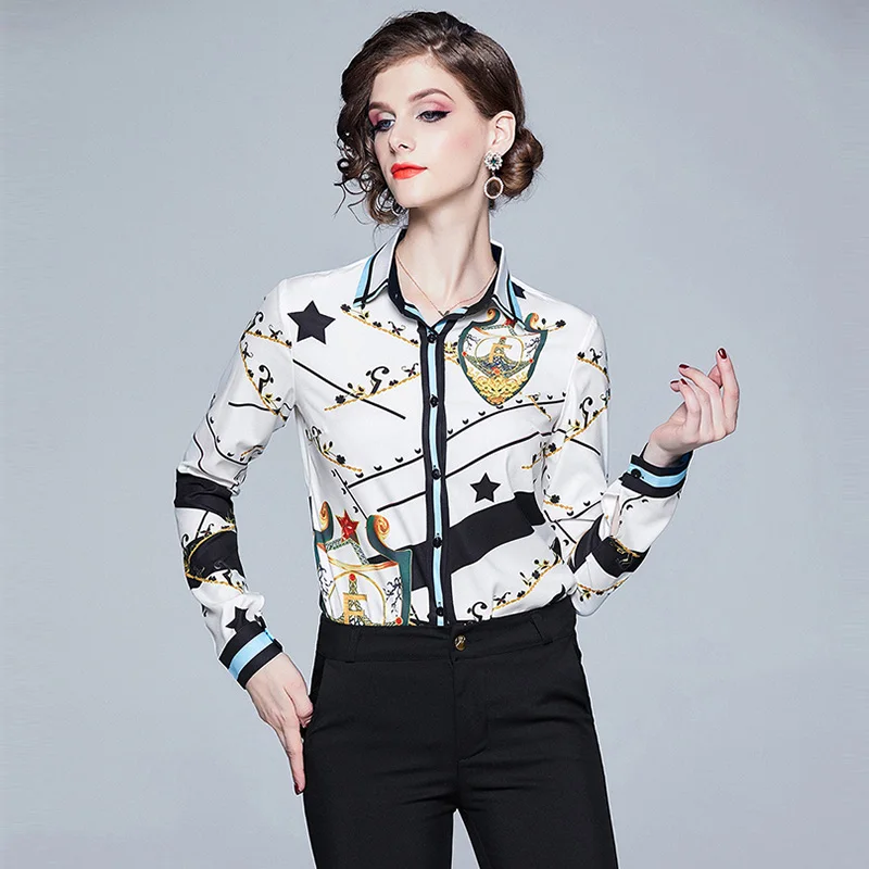 Женские рубашки Willstage с длинным рукавом блузка со звездным принтом рубашка