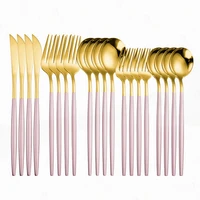 pink gold cutlery set stainless steel tableware kitchen set dinnerware eco friendly dinner set spoon fork knife flatware cutlery