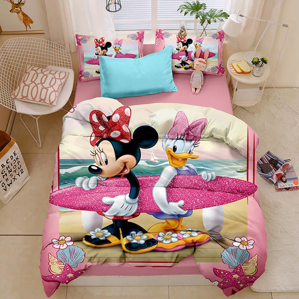 Disney черный белый цвет Микки и Минни Маус Мышь постельного белья для мальчиков