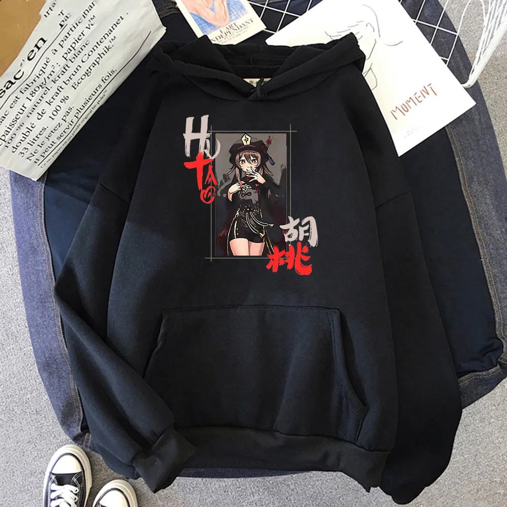 Модные толстовки с героями игры Genshin смешные Мультяшные рисунком Ху Тао Мужской