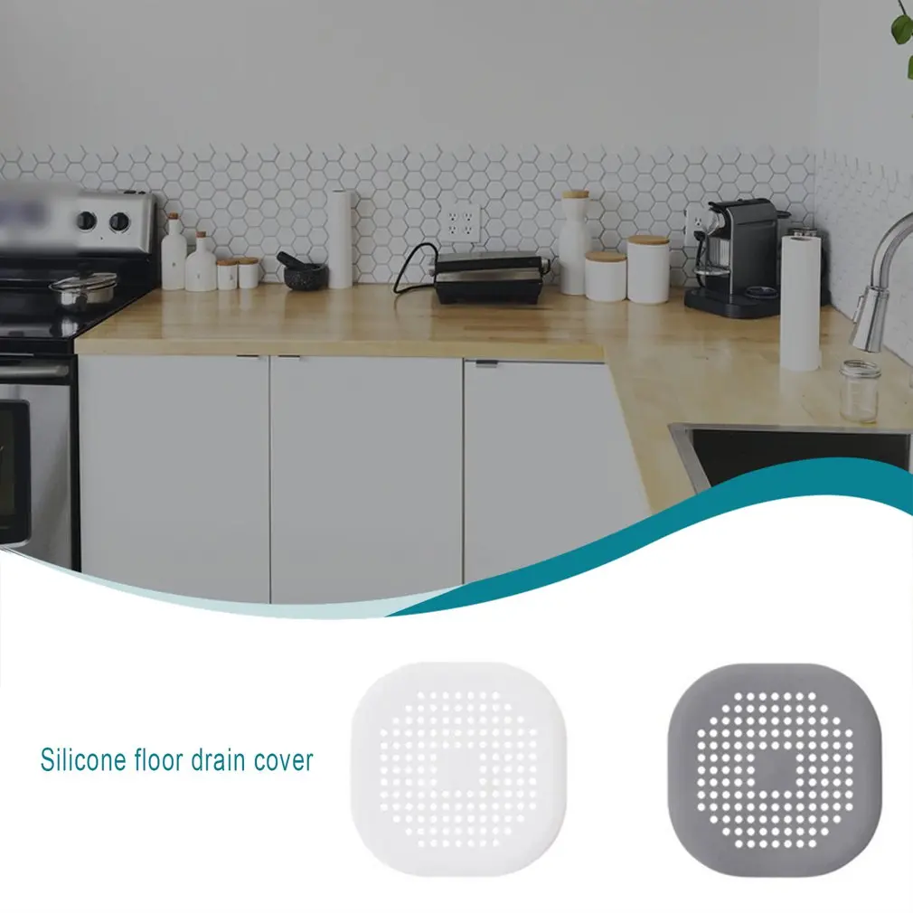 

Square Drain Cover For Shower TPR Drain Flat Drain Cover Silicone Plug Drain Suitable For Bathroom And Kitchen Filter Shower
