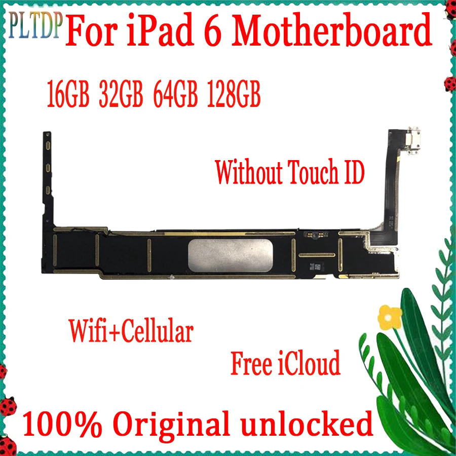

Motherboard For ipad 6 Air 2 A1567 Wifi+Cellular Logic board original unlock withnot touch id 16g 32g 64g with chips Good Tested