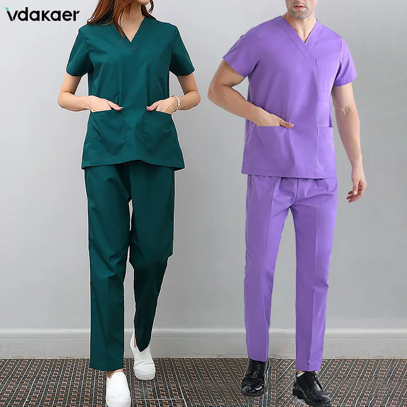 Women Men Medical Uniforms Nursing Scrub set Doctor Clothing Lab Coat Clinical Beauty Hospital Labor insurance work clothes