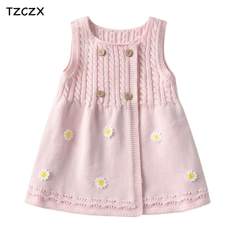 

Baby girl's sweater dresses 2020 Autumn New Style Appliques Sleeveless Children girl dresses clothing for 1-6 year wear